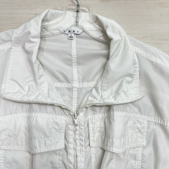 Cabi Jacket Womens L White Lightweight Pockets Active Zip Up Gorpcore Vented - Picture 2 of 12